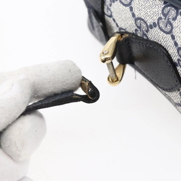 GUCCI GG Supreme Sherry Line Shoulder Bag PVC Navy Gold 72 001 4071 Auth 147721 - Picture 9 of 16